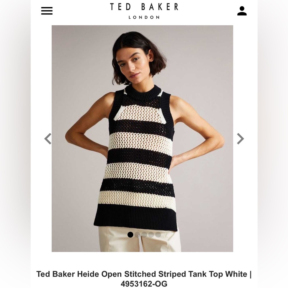 Ted Baker Heide Open Stitched Striped Tank Top White size 0